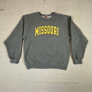 Missouri Tigers Crewneck Sweatshirt Gray Red Oak Sportswear Mens Large NCAA Mizz
